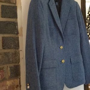 Light blue wool herringbone blazer
